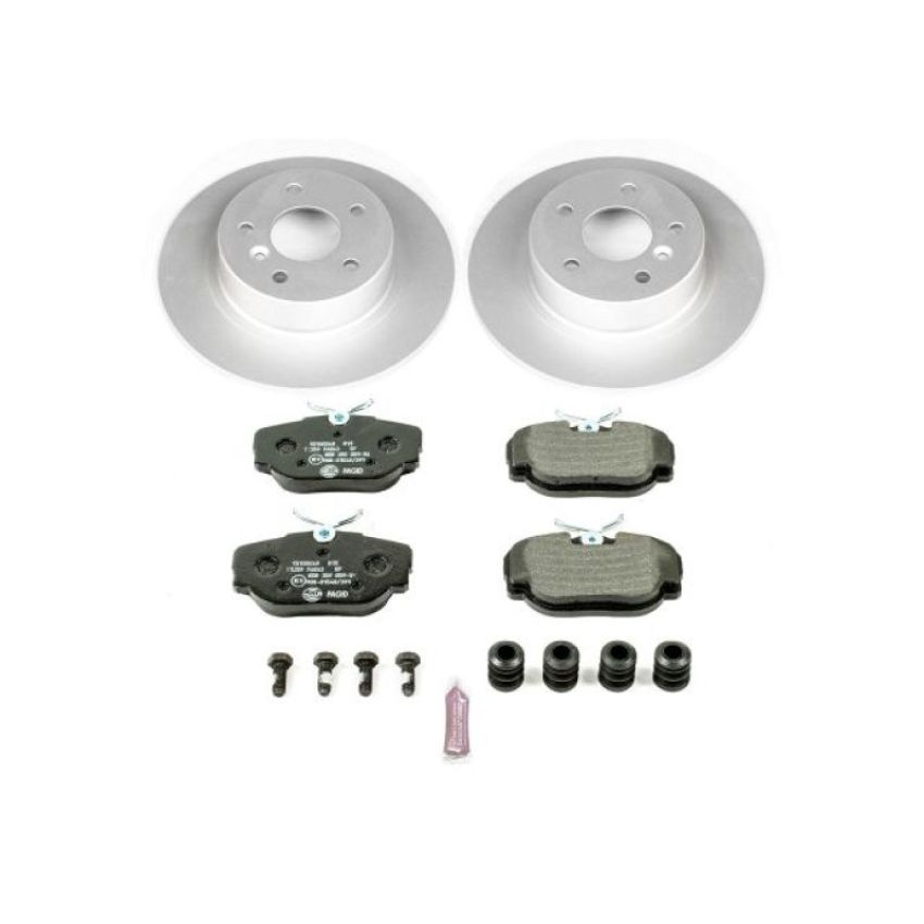 PowerStop ESK6152 Genuine Geomet Coated Rotors, ECE-R90 Brake Pads + Hardware Kit
