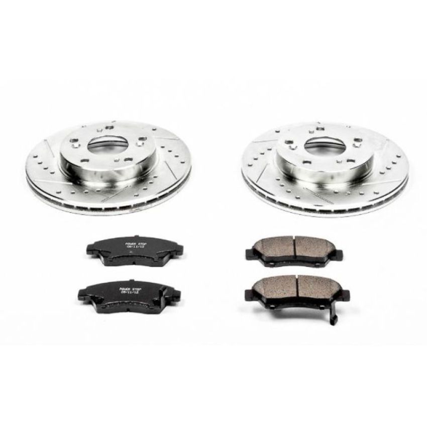 PowerStop K2386 Z23 Daily Driver Carbon-Fiber Ceramic Brake Pad and Drilled & Slotted Rotor Kit