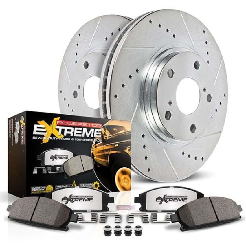 PowerStop K8761-36 Z36 Truck and SUV Carbon-Fiber Ceramic Brake Pad and Drilled & Slotted Rotor Kit