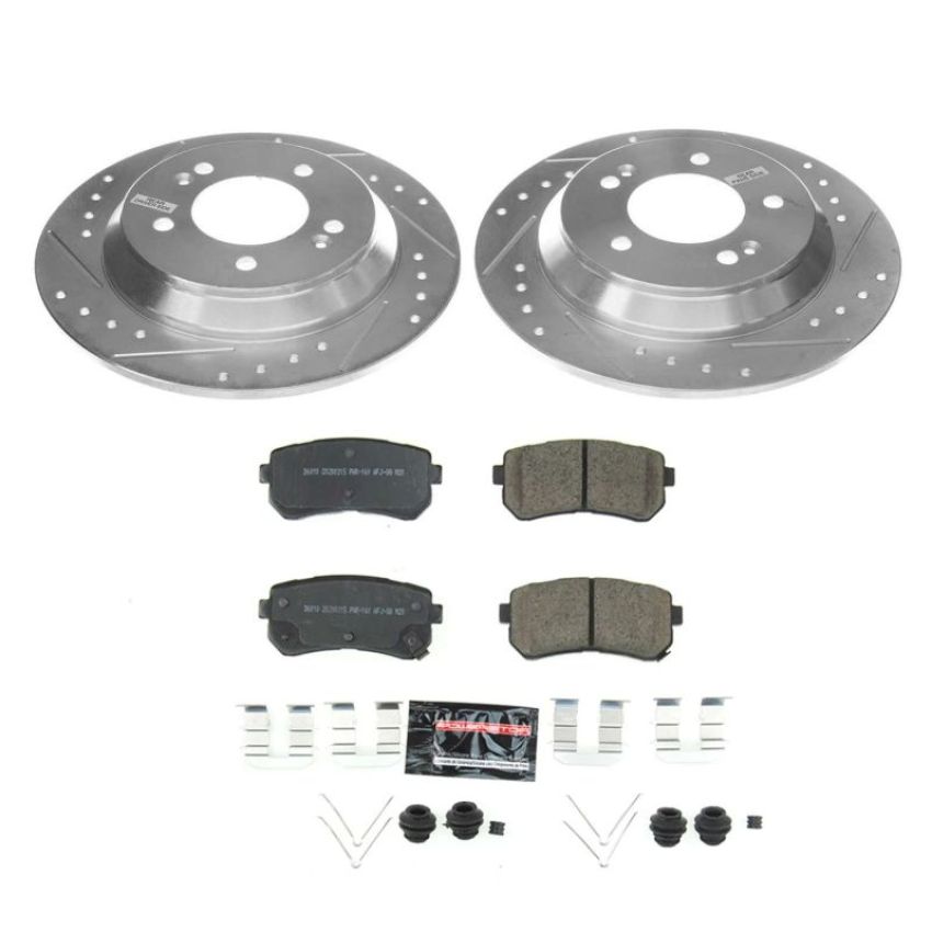 PowerStop K8307 Z23 Daily Driver Carbon-Fiber Ceramic Brake Pad and Drilled & Slotted Rotor Kit