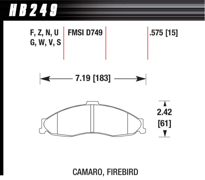 Hawk Performance HB249F.575 HPS Disc Brake Pad