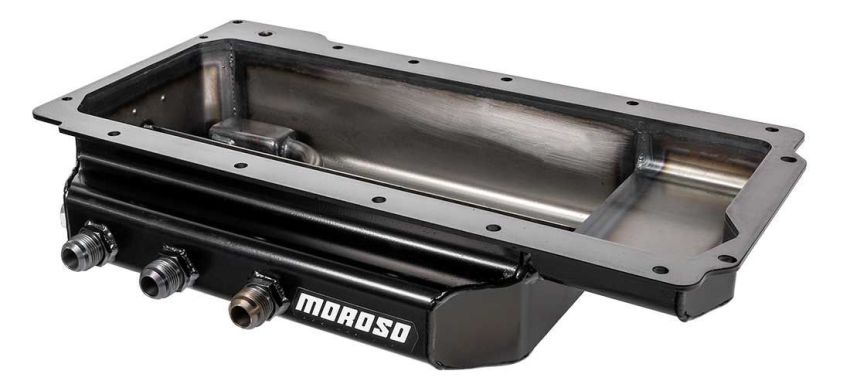 Moroso 21156 GM LS (w/Three Right Side Pick Ups) Fabricated Dry Sump 4in Steel Oil Pan