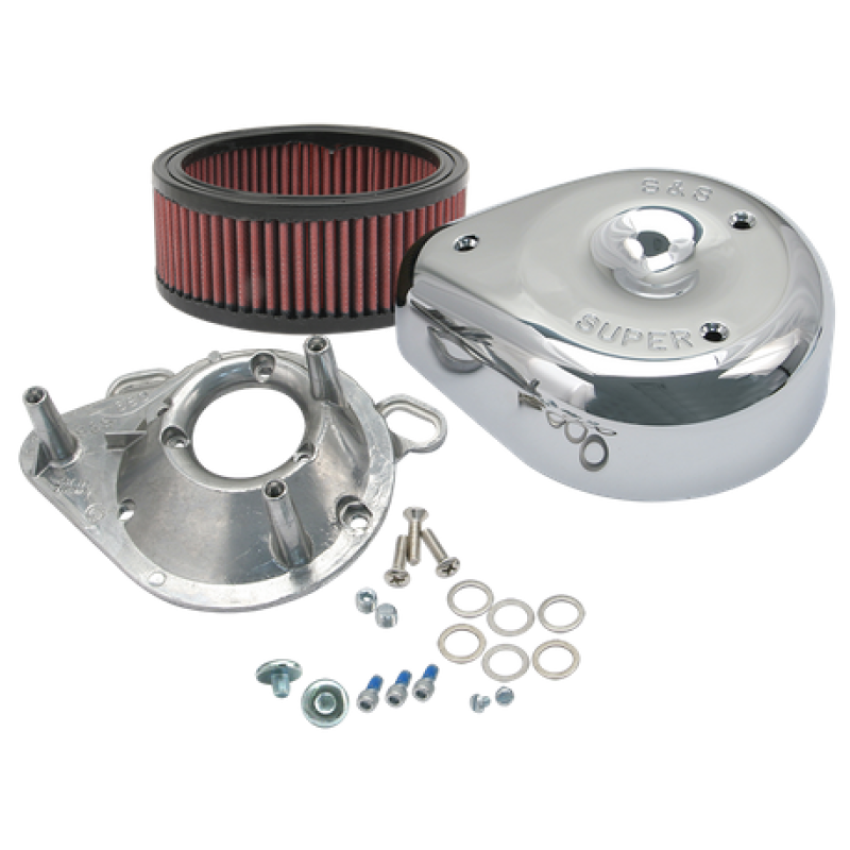 S&S Cycle 17-0498 95-16 BT w/ S&S Single Bore TB Teardrop Air Cleaner Kit Chrome Cover