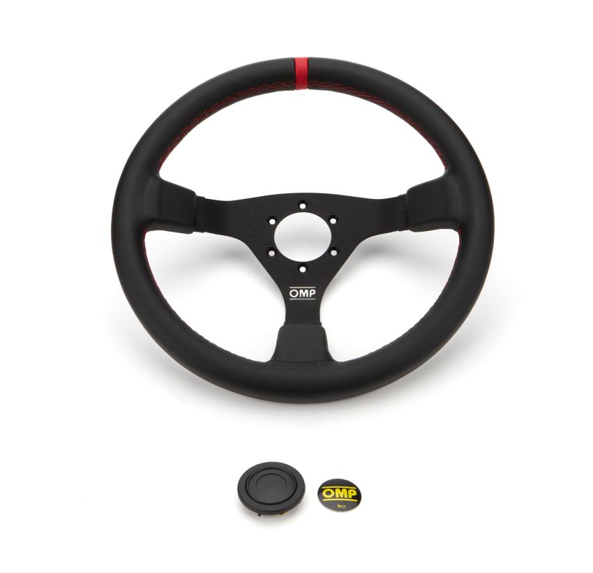 OMP RACING, INC. OMPOD0-1980-073 WRC Steering Wheel Black And Red .350 Dia Grip