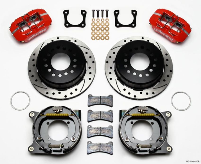 Wilwood 140-11401-DR Dynapro Low-Profile 11.00in P-Brake Kit Drill-Red Chevy 12 Bolt Spcl 2.81in Offset