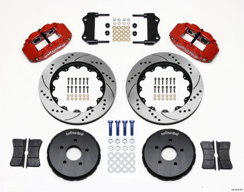 Wilwood 140-9192-DR Narrow Superlite 6R Front Hat Kit 14.00in Drill Red Nissan 350Z/Fiti G35