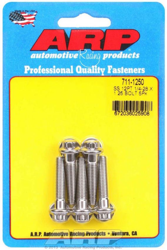 ARP ARP711-1250 S/S Bolt Kit - 12pt. (5) 1/4-28 x 1.250