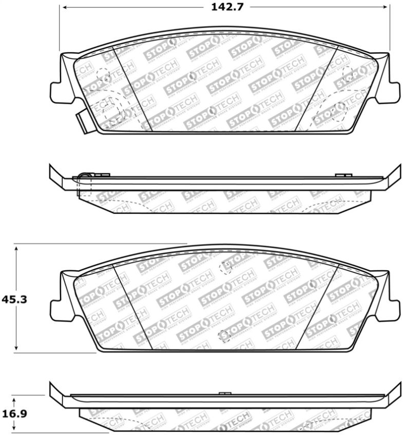 Stoptech 309.11940 Sport Brake Pads w/Shims and Hardware - Front