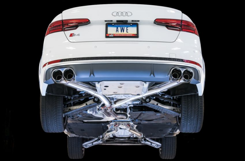 AWE Tuning 3010-42054 Audi B9 S4 Track Edition Exhaust - Non-Resonated (Silver 102mm Tips)