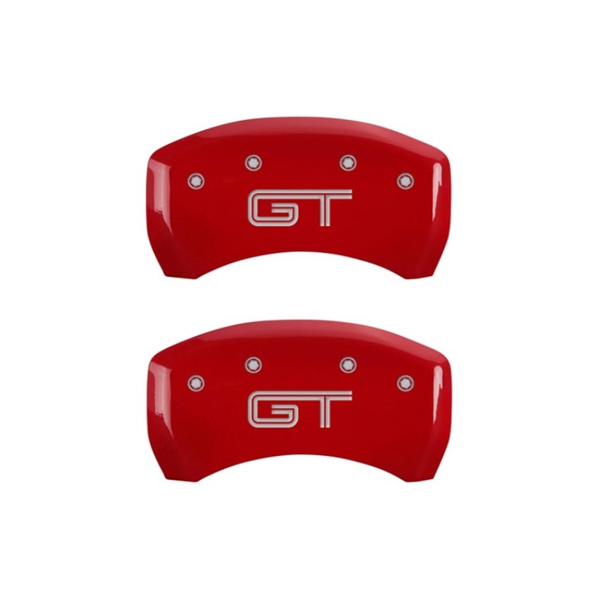 MGP Rear set 2 Caliper Covers Engraved Rear GT Red finish silver ch
