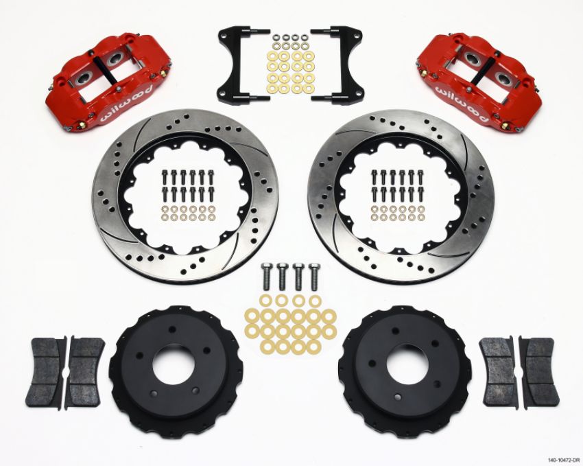 Wilwood 140-10472-DR Narrow Superlite 4R Rear Kit 14.00in Drill Red 65-82 Corvette C2/C3