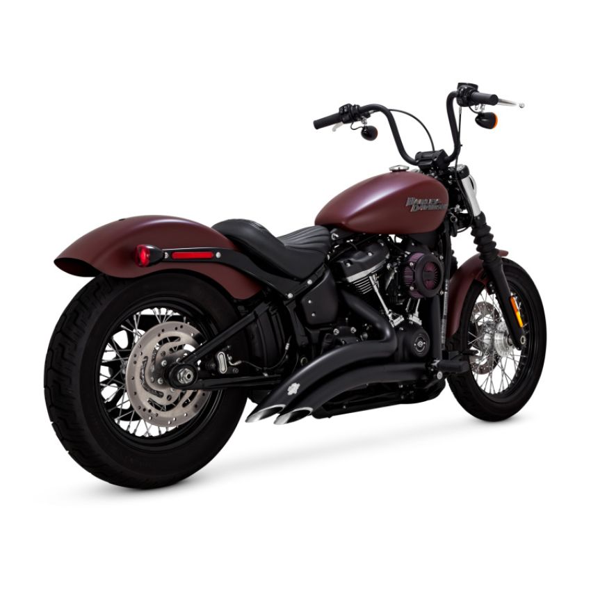 Vance and Hines 46377 Vance & Hines HD Softail 18-22 St Bob Br 2-2 Black PCX Full System Exhaust