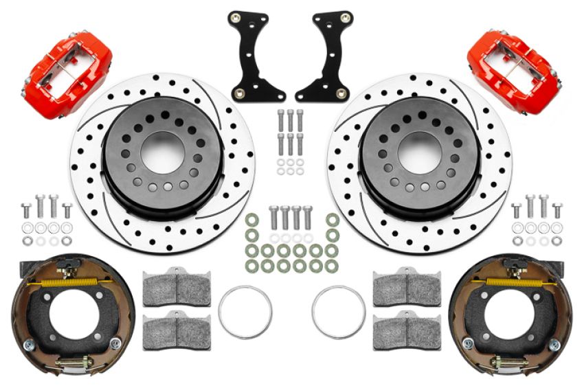 Wilwood 140-17121-DR Chevy Monte Carlo Forged 4 Piston DynaPro Red Caliper HP32 VV D&S Rotor - 12.19x0.81