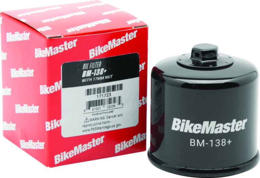 BikeMaster 171723 BM-138+ Oil Filter - Black