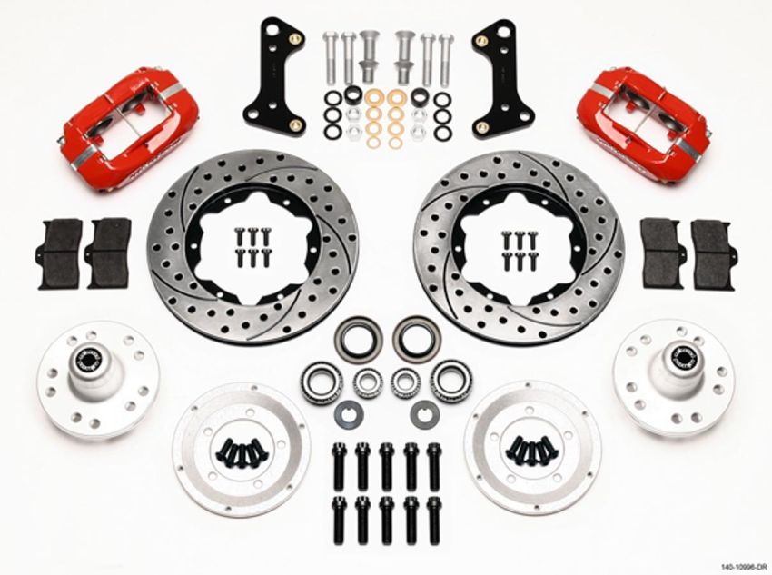 Wilwood 140-10996-DR Forged Dynalite Front Kit 11.00in Drill-Red 67-69 Camaro 64-72 Nova Chevelle
