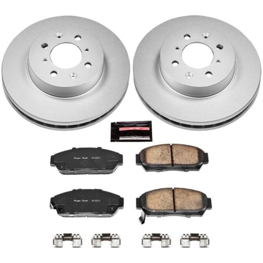 PowerStop CRK692 Genuine Geomet Coated Rotor and Low-Dust Ceramic Brake Pad Kit