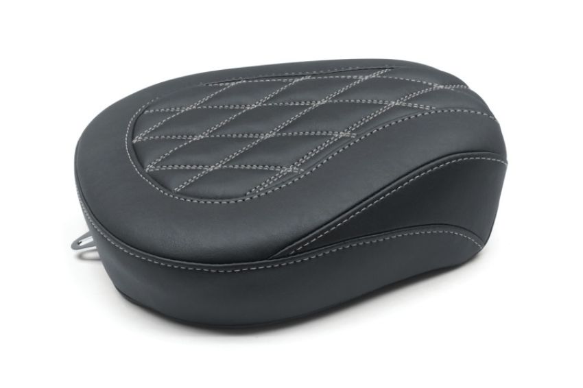 Mustang Motorcycle 76648GM Mustang 08-21 Harley Wide Tripper FL Touring Passenger Seat w/Grey Diamond Stitch - Black