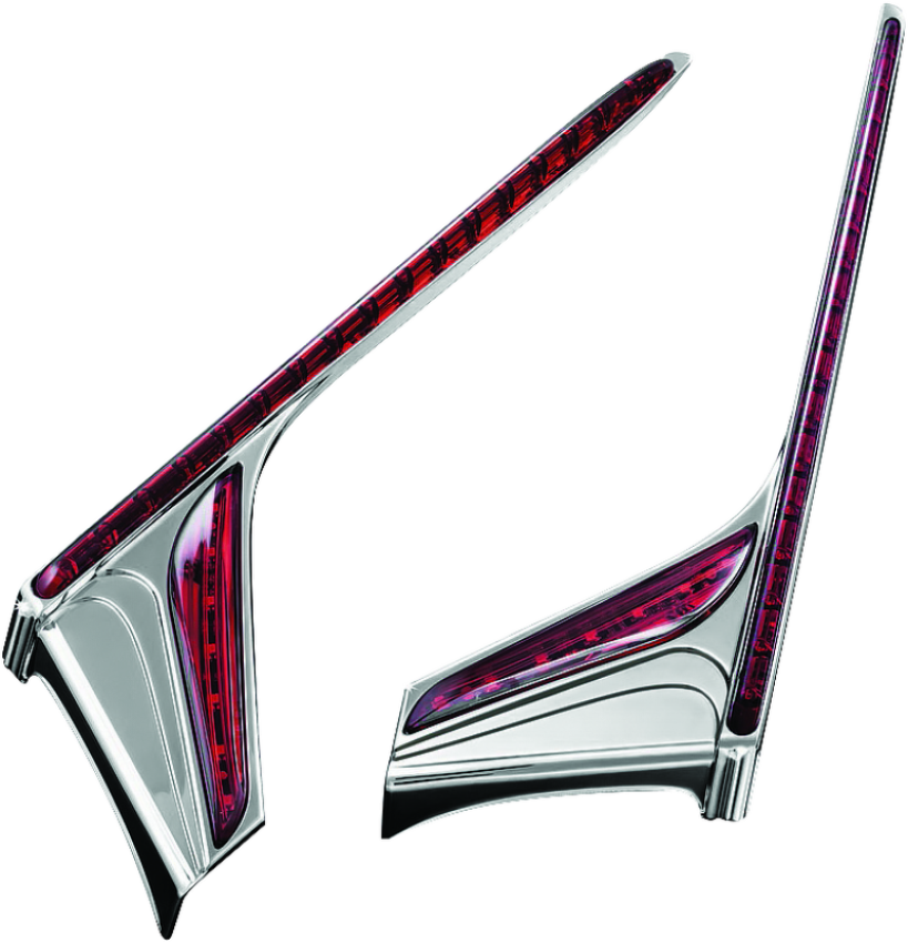 Kuryakyn 3237 L.E.D. Vertical Rear Light Strips 12-17 GL1800 Chrome Red Lens