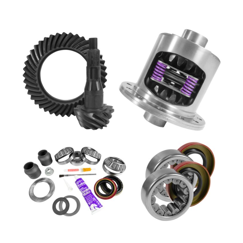 Yukon Gear & Axle YGK2099 Yukon 9.75in Ford 4.11 Rear Ring & Pinion Install Kit 34 Spline Positraction 2.99in Axle Bearing