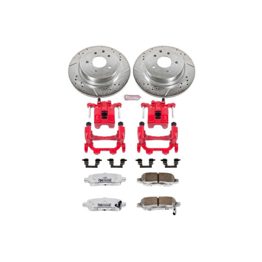 PowerStop KC179A-26 Z26 Street Performance Ceramic Brake Pad, Drilled Slotted Rotor, and Caliper Kit