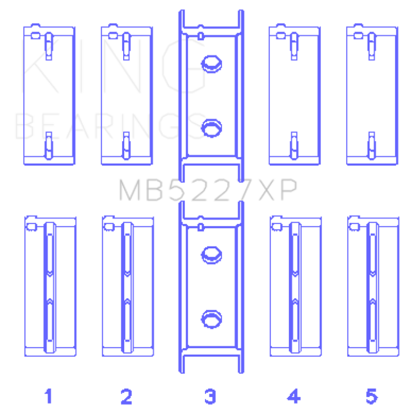 King Engine Bearings MB5227XP King Mitsubishi 4G63/4G64 6 Bolt 1st Gen DSM Performance Main Bearing Set - Size STD