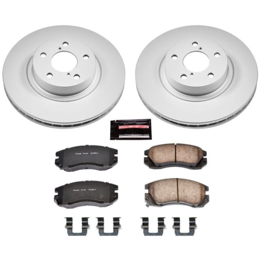 PowerStop CRK1118 Genuine Geomet Coated Rotor and Low-Dust Ceramic Brake Pad Kit