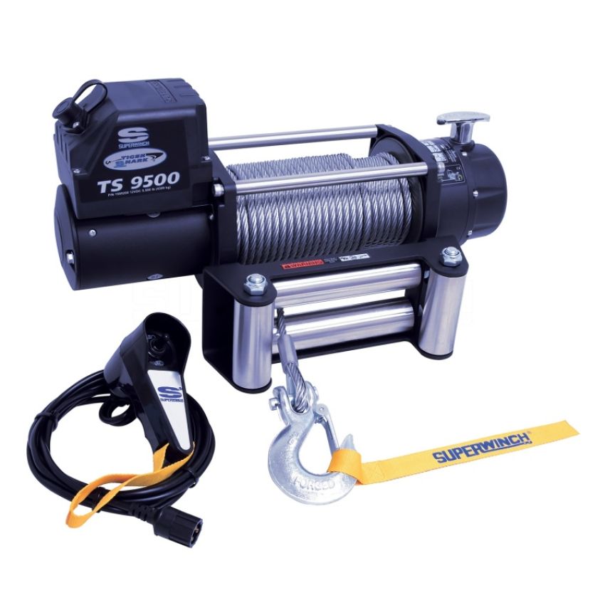 Superwinch 1595200 9500 LBS 12V DC 11/32in x 95ft Steel Rope Tiger Shark 9500 Winch