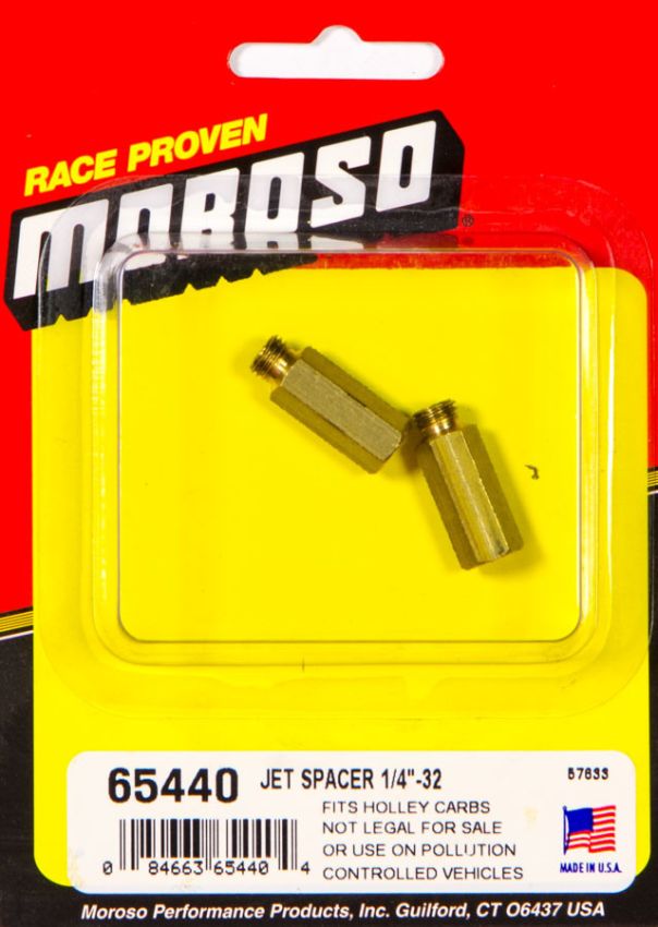 Moroso 65440 Jet Spacer - Holley - 1/4in-32 STD - Brass - 2 Pack