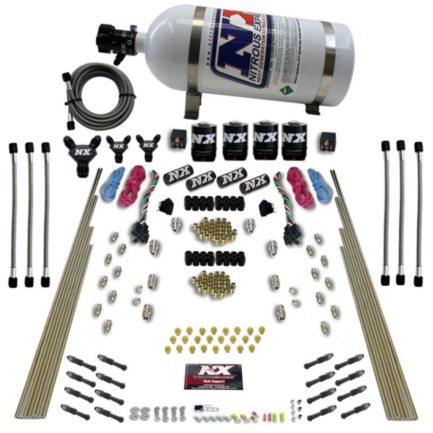 Nitrous Express 93106-10 8 CYL DRY DIRECT PORT, DUAL STAGE, 4 SOLENOIDS, WITH 10LB BOTTLE (200-600HP)
