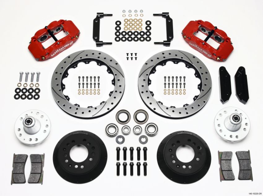 Wilwood 140-10220-DR Narrow Superlite 6R Front Hub Kit 12.88in Drilled Red 1970-1973 Mustang Disc Spindle