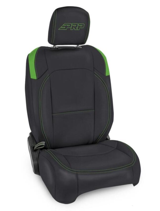 PRP Seats B038-06 PRP Jeep Wrangler JL Front Seat Covers - 2 door- with Molle Back (Pair) - Black/Green