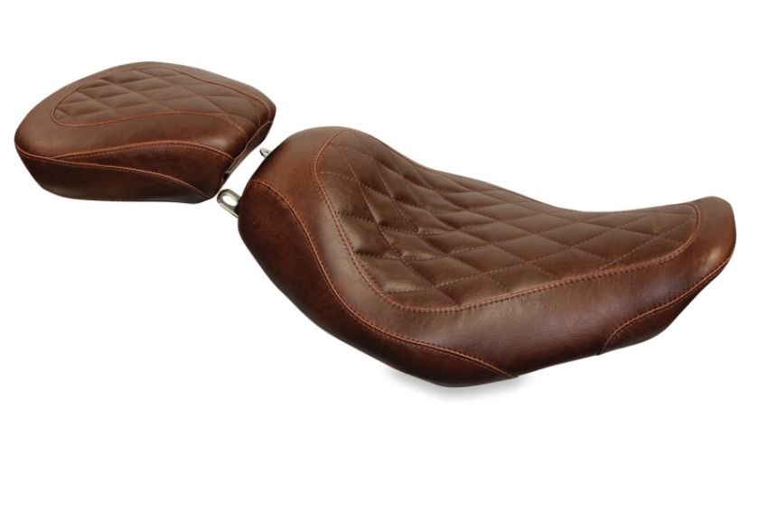 Mustang Motorcycle 76733 Mustang 97-07 Harley Rd King,06-07 Str Glide,00-05 Eagle Tripper Solo Seat Diamond Stitch - Brown