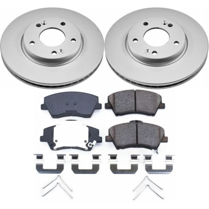 PowerStop CRK7370 Genuine Geomet Coated Rotor and Low-Dust Ceramic Brake Pad Kit