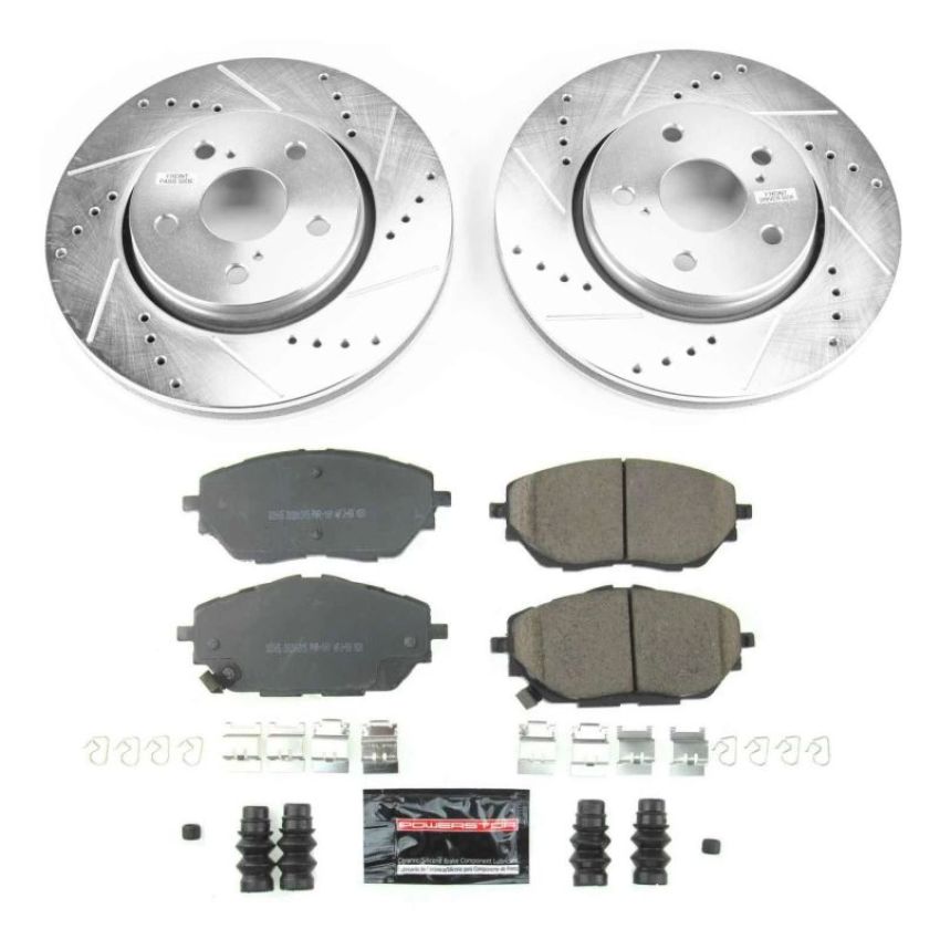 PowerStop K7890 Z23 Daily Driver Carbon-Fiber Ceramic Brake Pad and Drilled & Slotted Rotor Kit