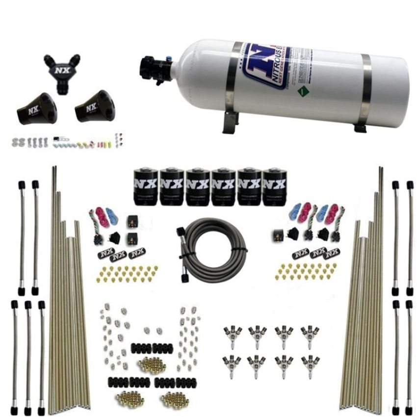 Nitrous Express 80020-15 8-CYL TRIPLE-D DRY DIRECT PORT, 3 STAGE DRY, 6 SOLENOIDS W/ 15LB BOTTLE