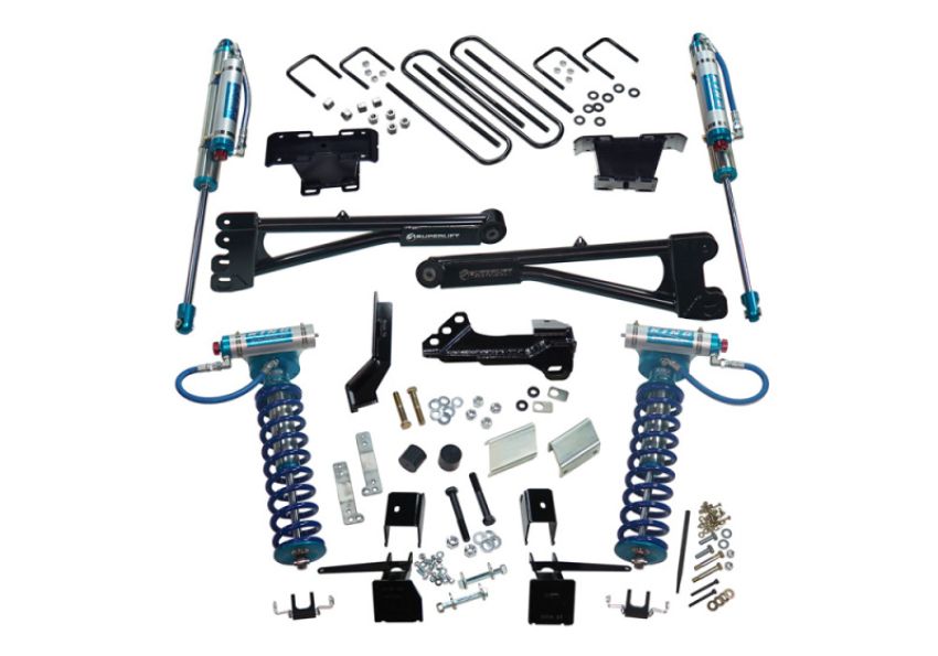 Superlift K165KG 17-19 Ford F-250 SD 4WD 4in King Rad. Arm Lift Kit w/King FR Coils & Rear Reservoir Shocks