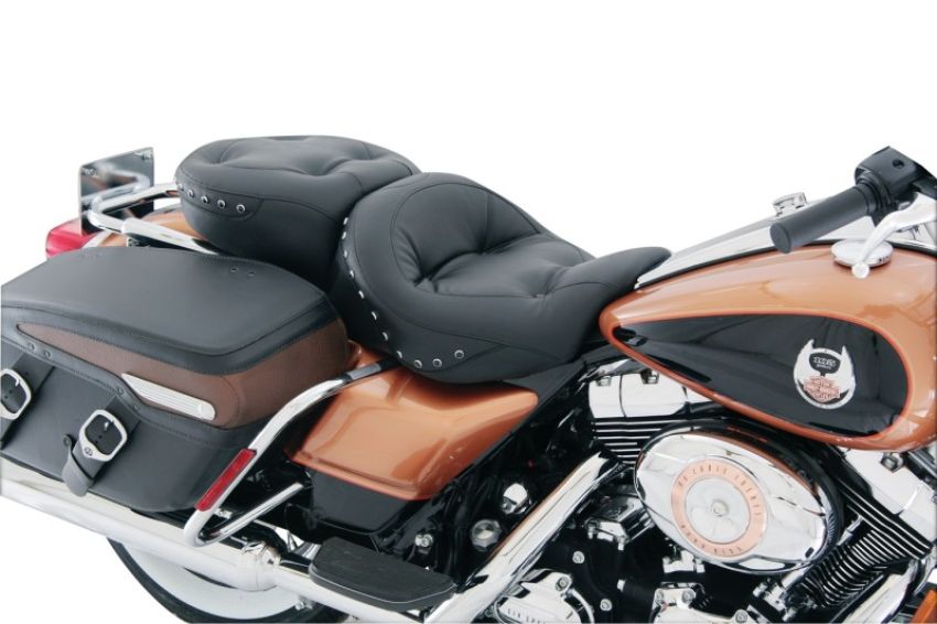 Mustang Motorcycle 76038 Mustang 08-21 Harley Electra Glide,Rd Glide,Rd King,Street Glide 1PC Seat w/Blk Pearl Studs - Black