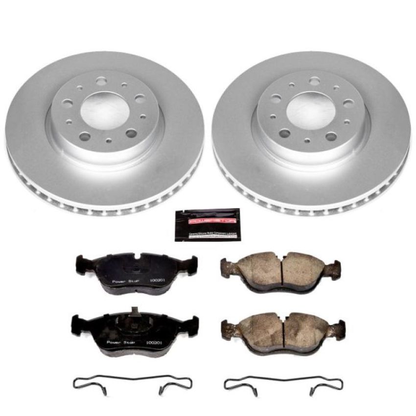 PowerStop CRK572 Genuine Geomet Coated Rotor and Carbon-Fiber Ceramic Brake Pad Kit