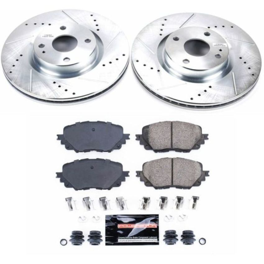 PowerStop K7358 Z23 Daily Driver Carbon-Fiber Ceramic Brake Pad and Drilled & Slotted Rotor Kit