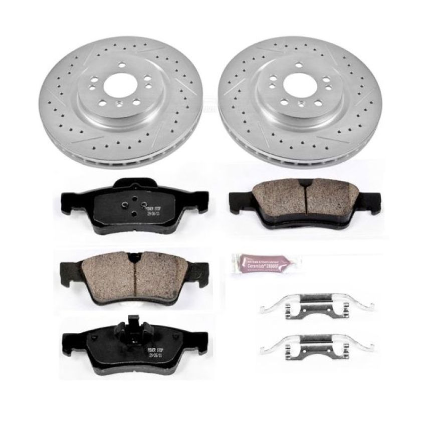 PowerStop K6712 Z23 Daily Driver Carbon-Fiber Ceramic Brake Pad and Drilled & Slotted Rotor Kit