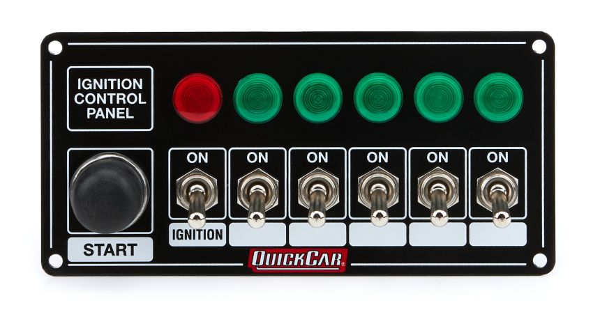 QUICKCAR RACING PRODUCTS QRP50-866 Ignition Panel Blk w/ Start But. 5 Acc. & Ligh