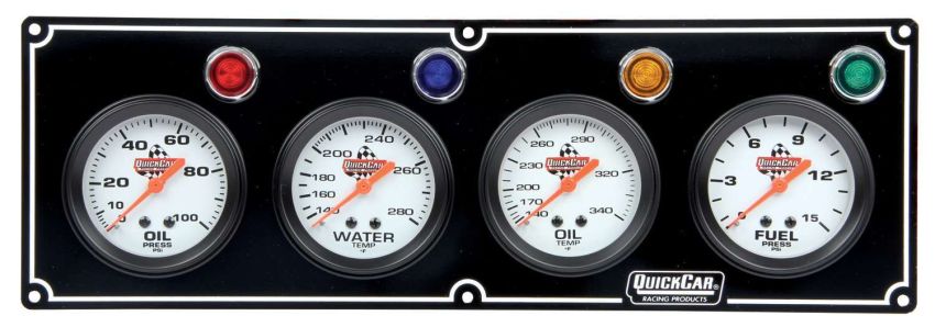 QUICKCAR RACING PRODUCTS QRP61-6721 4 Gauge Panel  OP/WT/OT/ FP Black