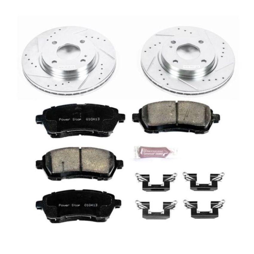 PowerStop K5969 Z23 Daily Driver Carbon-Fiber Ceramic Brake Pad and Drilled & Slotted Rotor Kit