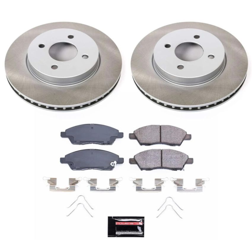 PowerStop SC6096 Semi-Coated Rotor and Low-Dust Ceramic Brake Pad Kit