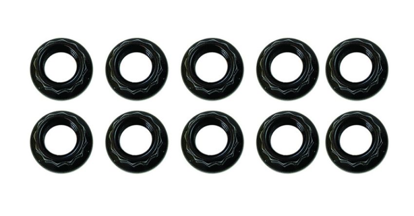 Moroso 38839 5/16in-24 12 Point Black Oxide Flange Nut  - 10 Pack
