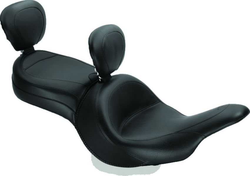 Mustang Motorcycle 79688 Mustang 11-19 Kawasaki Vulcan 1700, Vaquero Std Touring 1PC Seat w/Driver and Pass Backrest - Black