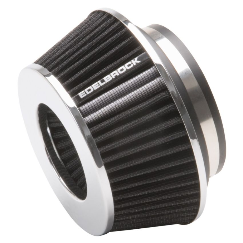 EDELBROCK EDE43610 Pro-Flo Air Filter Cone 3.70 Tall Black/Chrome