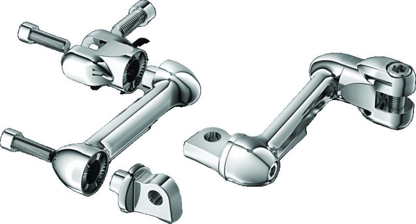Kuryakyn 4557 4in Adjustable Lockable Offsets With Male Mount Adapter Chrome
