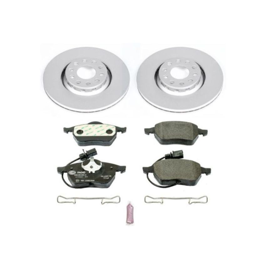 PowerStop ESK636 Genuine Geomet Coated Rotors, ECE-R90 Brake Pads + Hardware Kit