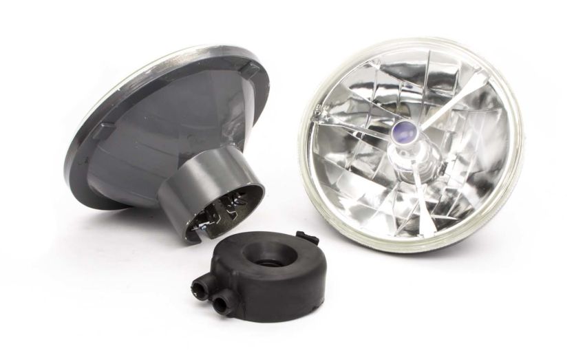 RACING POWER CO-PACKAGED RPCR7405 7in Tri-Bar Headlight w/H4 Bulb